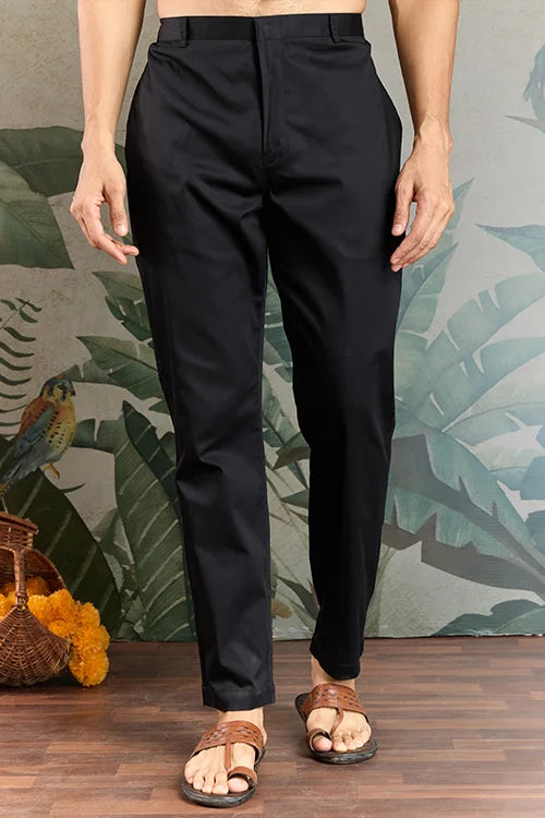 Classic Black Kurta Pajama for Men with Rich Embroidery