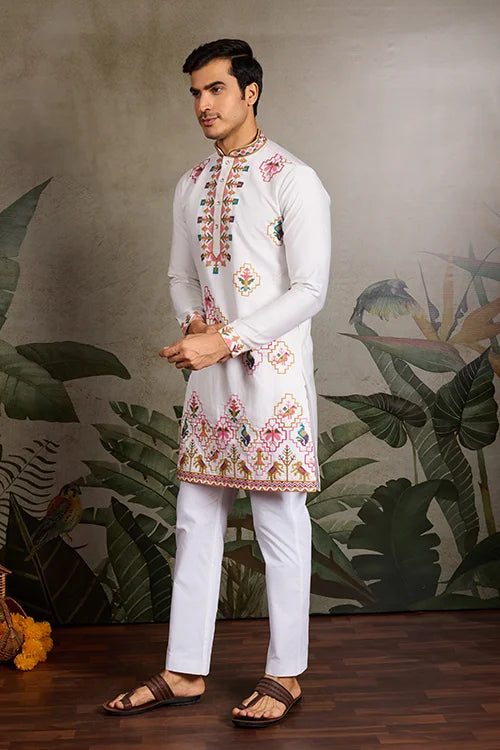 Classy Look Festive Occasion White Kurta for Mens