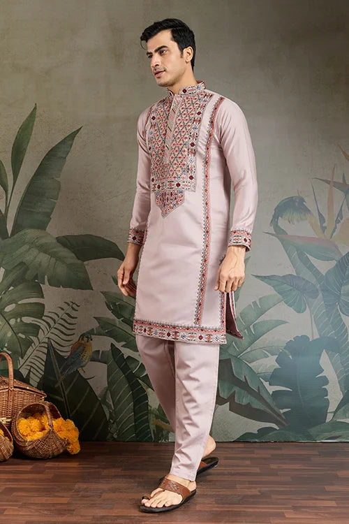 Dusty Pink Ethnic Mens Kurta Pajama for Functions