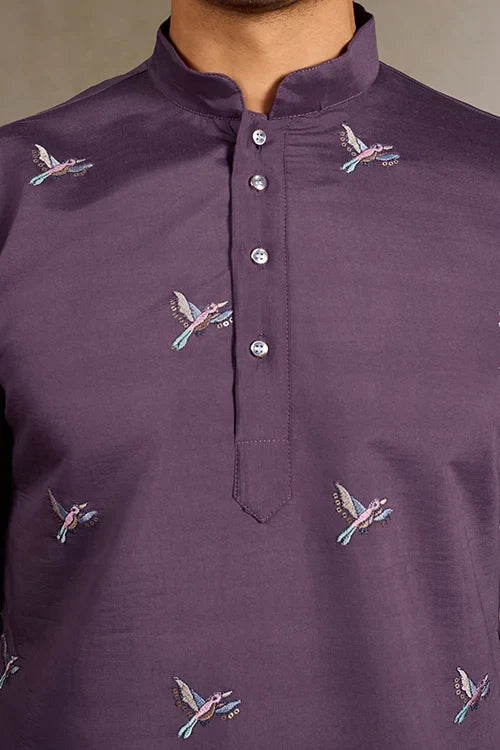 Festive Look Dusty Purple Color Traditional Kurta for Mens