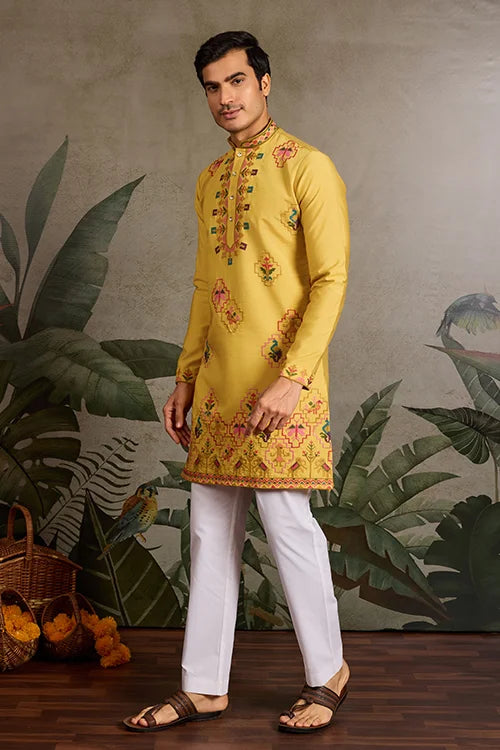 Men’s Traditional Yellow Kurta for Haldi Ceremony