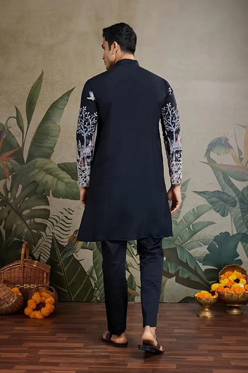 Beautiful Black Viscose Silk Kurta Mens wear Collection