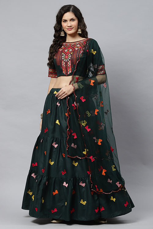 Beautiful Cotton Multi Embroidered Lehenga Choli