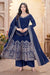 Navy Blue Roman Silk Ready To Wear Mirror Work Festive Suit