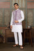 Classic White Mens Kurta Pajama with Stylish Purple Koti