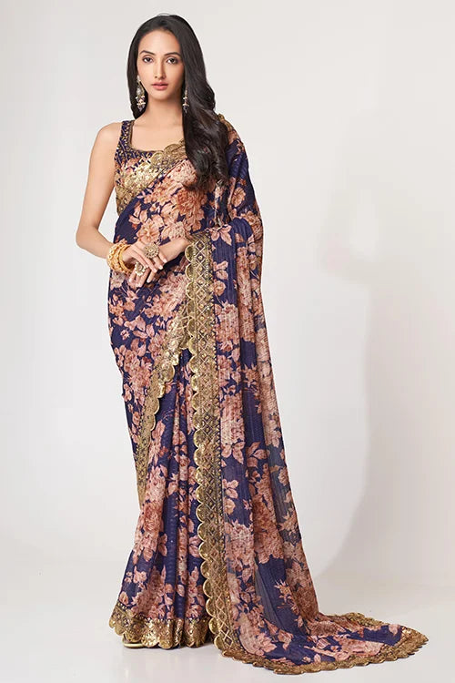 Wedding Saree For Women Wear Purple Colour