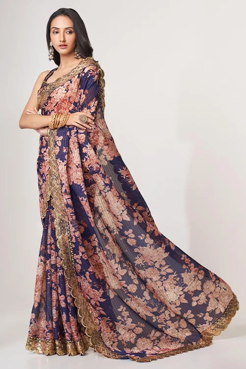 Wedding Saree For Women Wear Purple Colour