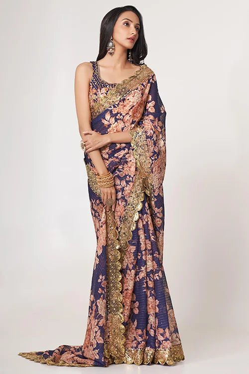 Wedding Saree For Women Wear Purple Colour