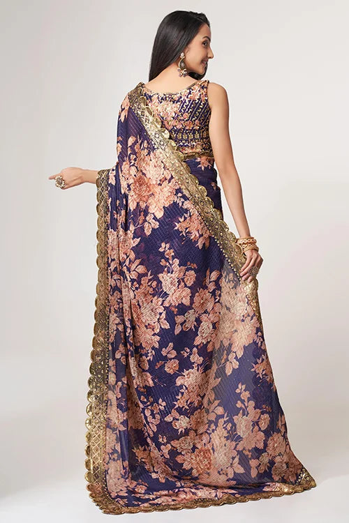 Wedding Saree For Women Wear Purple Colour