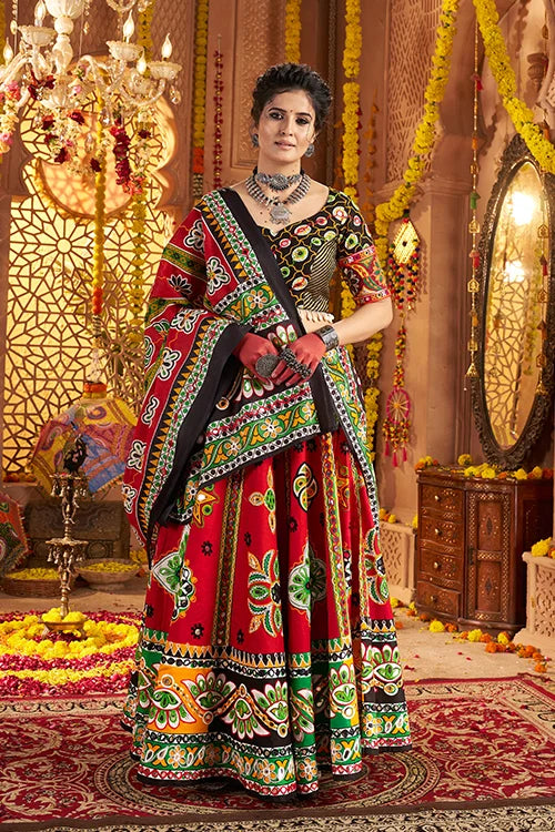 Stylish Maroon Cotton Chaniya Choli for Garba Night