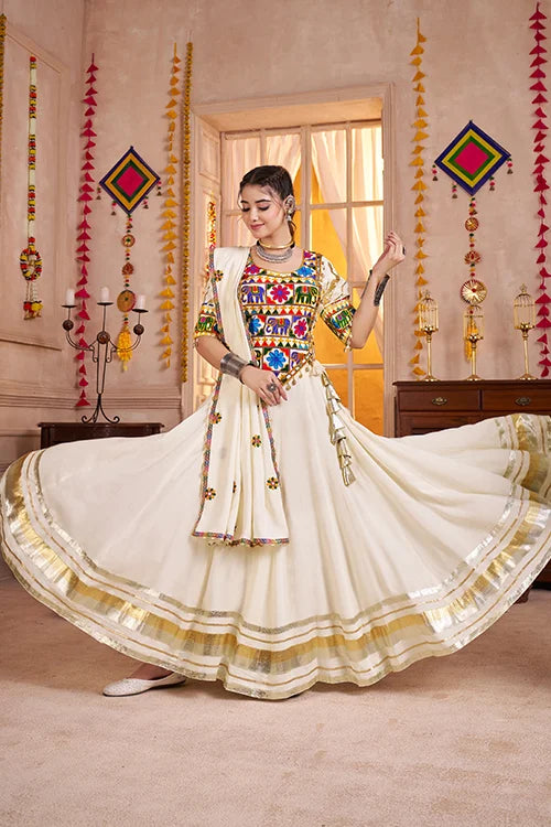 Premium White Cotton Chaniya Choli for Navratri