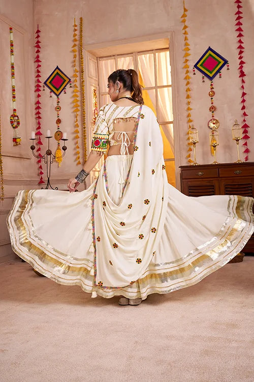 Premium White Cotton Chaniya Choli for Navratri