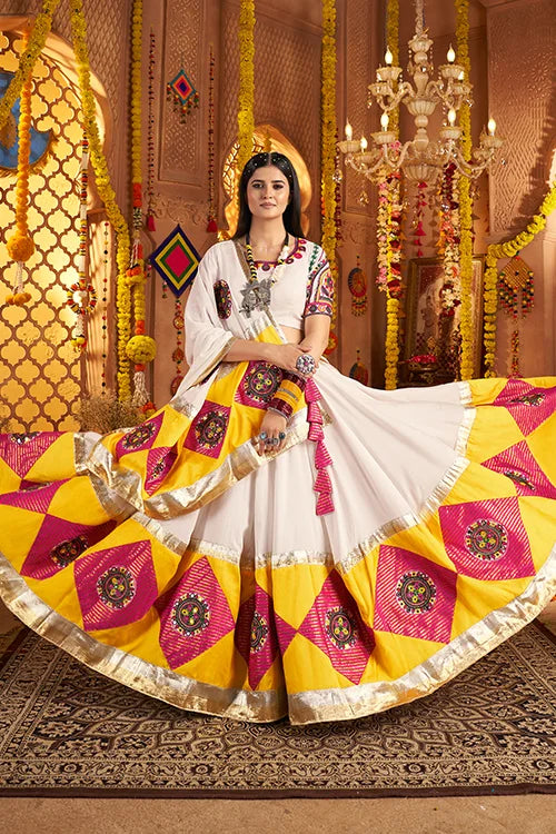 Designer Navratri White Ghagra Choli for Women