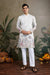 Designer White Silk printed kurta for men