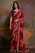 Wine Georgette Saree with Embroidery & Lace Border