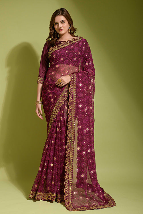 Gerogette Sequince Embroidered Work in Saree Collection
