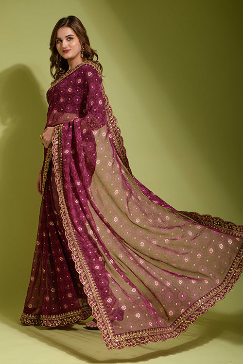 Gerogette Sequince Embroidered Work in Saree Collection