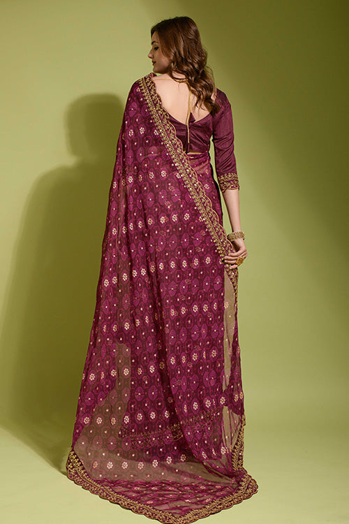 Gerogette Sequince Embroidered Work in Saree Collection