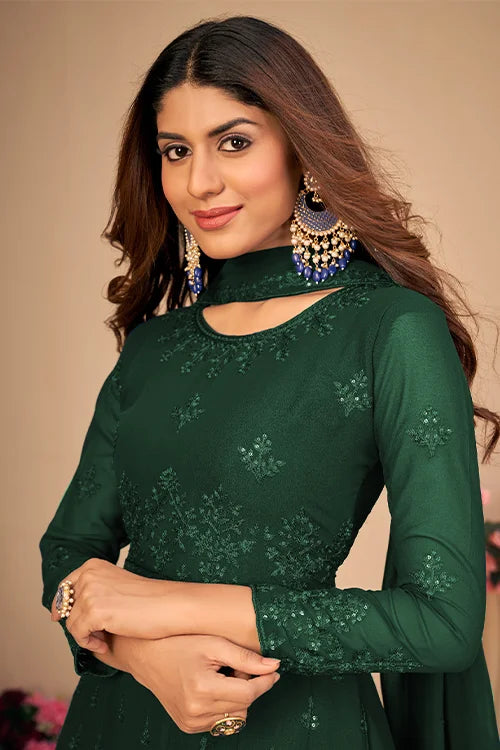 Womens Wear Faux Georgette Thread And Sequins Embroidered Sharara Set