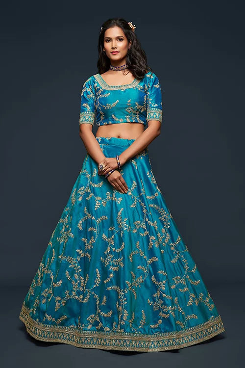 Wonder Collection In Women Wear Lehenga Choli With Dupatta Teal Blue Colour