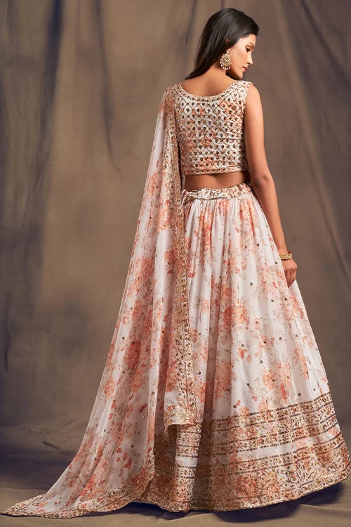Wonderful Wedding Collection For Women Wear Lehenga Choli With Dupatta White Colour