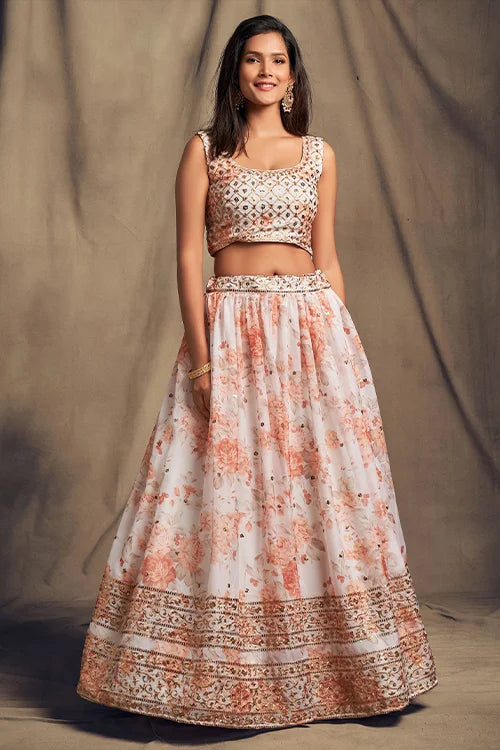 Wonderful Wedding Collection For Women Wear Lehenga Choli With Dupatta White Colour