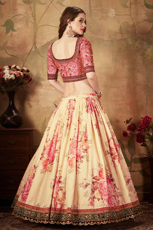 Wonderful Women Collection Bridal Wear Lehenga Choli Beige & Peach Colour
