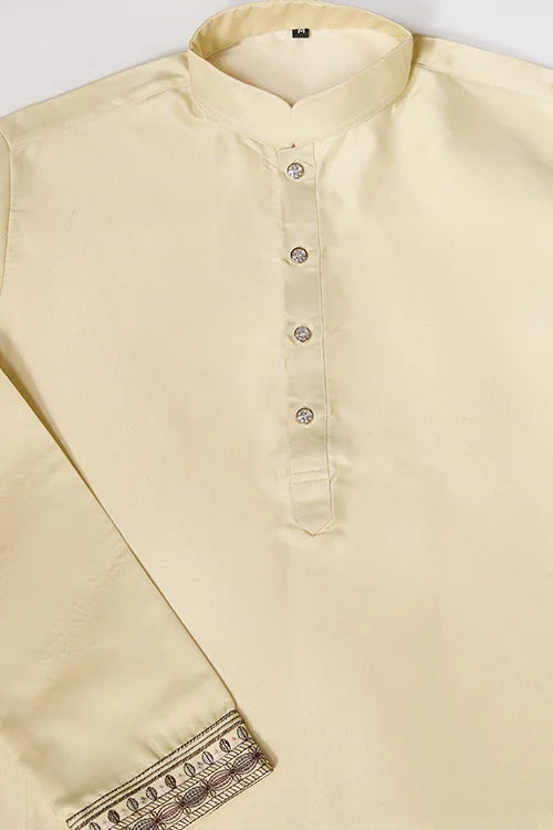 Haldi Special Light Yellow Koti Kurta Set for Mens Wear