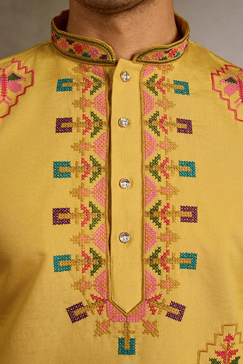 Men’s Traditional Yellow Kurta for Haldi Ceremony