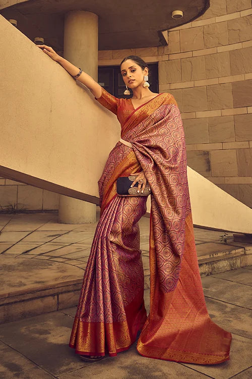 Zari Borcade Handwoven Silk Desinger Saree Collection with Blouse