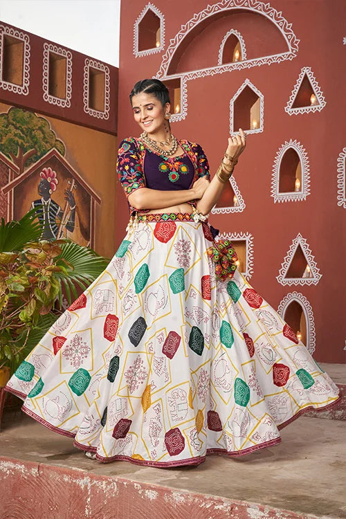 Beautiful White Jacket Style Navratri Lehenga Choli