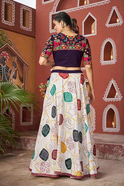 Beautiful White Jacket Style Navratri Lehenga Choli