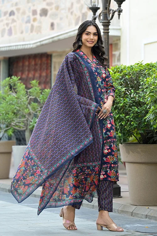 Elegant Festive Wear Blue Printed Kurti for Women