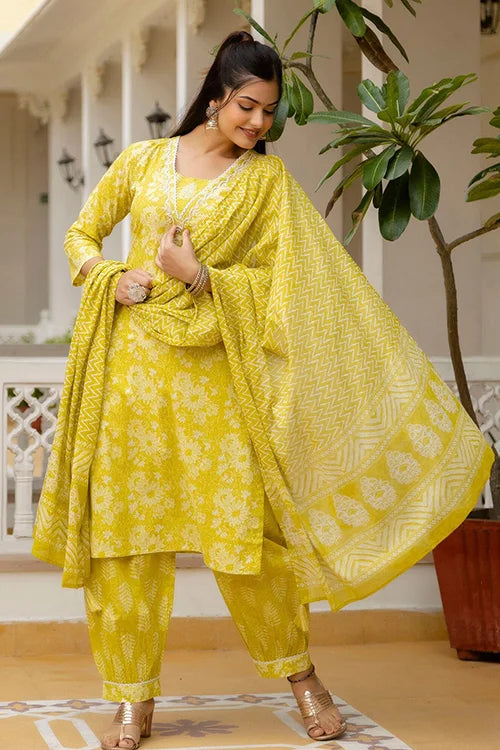Yellow Kurti with Dupatta - Perfect for Festive Wear
