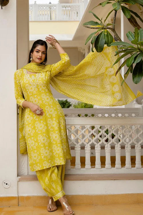Yellow Kurti with Dupatta - Perfect for Festive Wear