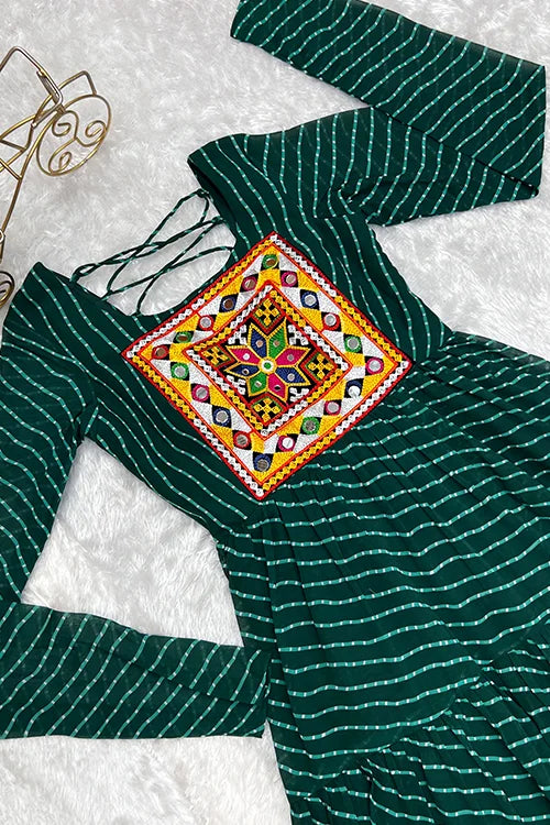 Green Color Gerogette Navratri Special Anarkali Gown Collection
