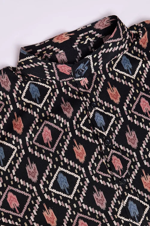 Designer Printed Black Color Kurta for Mens Wear Collection