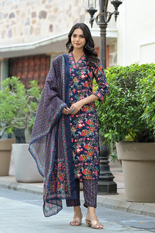 Elegant Festive Wear Blue Printed Kurti for Women