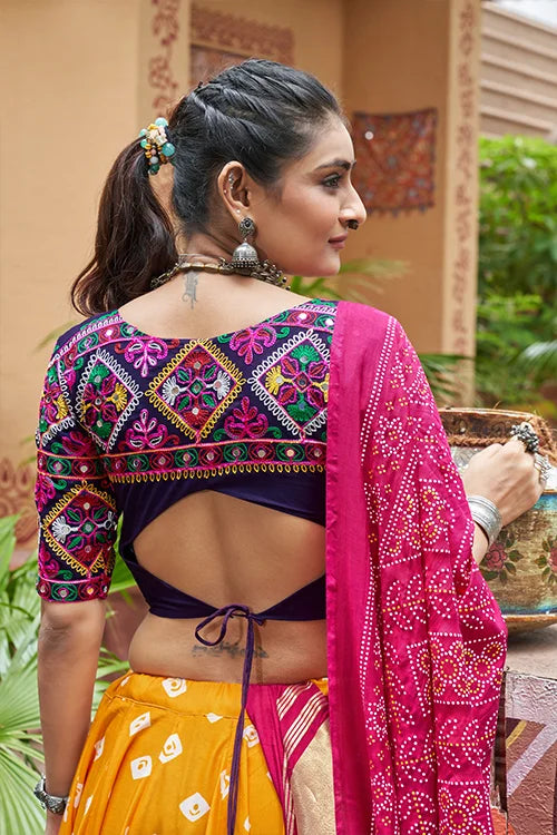Beautiful Print with Yellow Chaniya Choli for Navratri