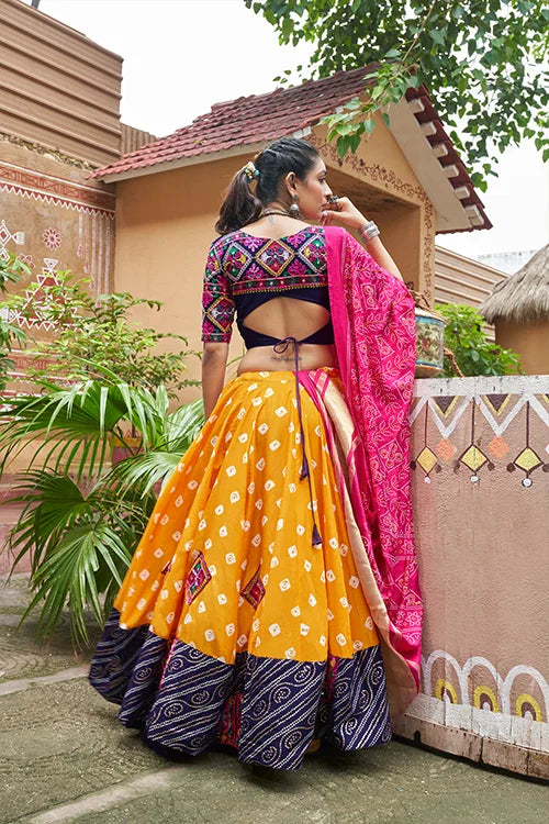 Beautiful Print with Yellow Chaniya Choli for Navratri